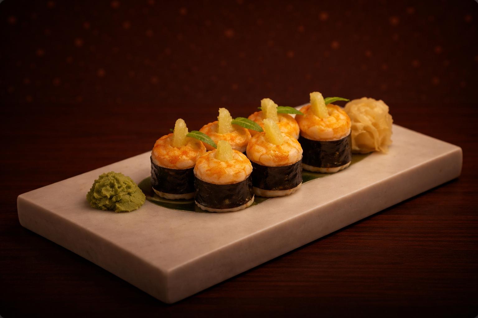 Запеченный ролл с креветкой и лаймом в подарок